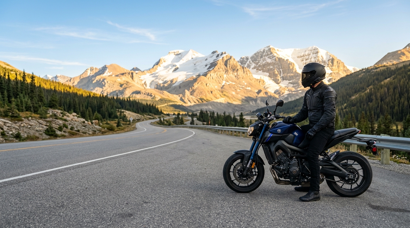 Rider on mountain highway